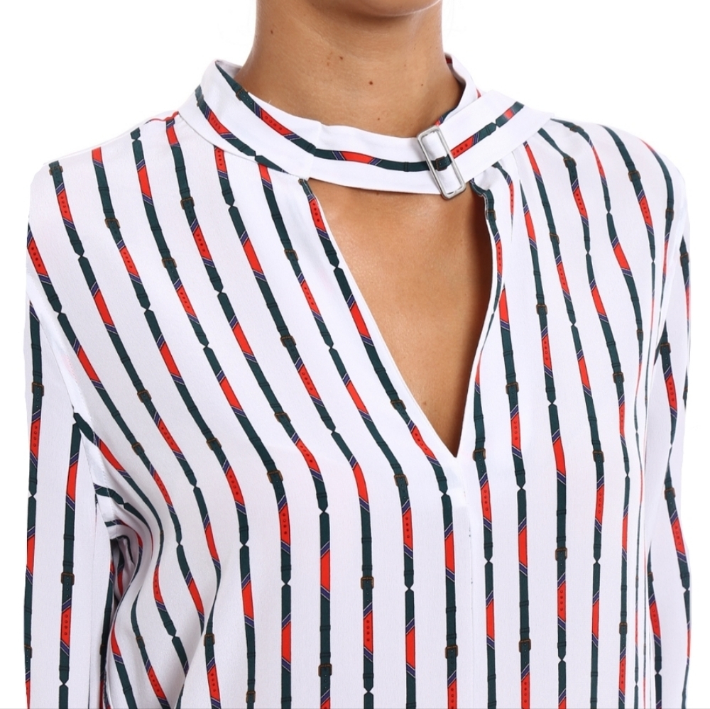 Equipment Janelle Silk Blouse in Belts Print